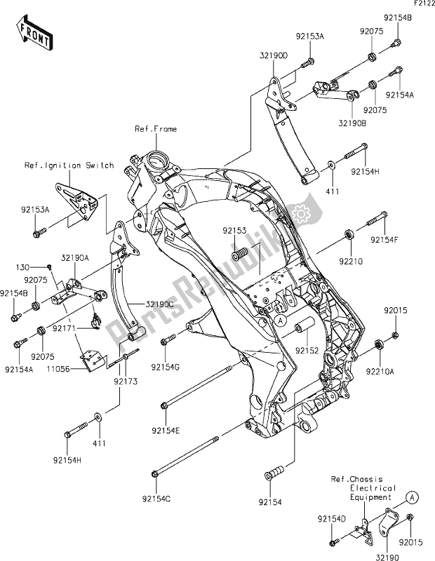 Alle onderdelen voor de 29 Engine Mount van de Kawasaki ZX 1002 Ninja 1000 SX 2020