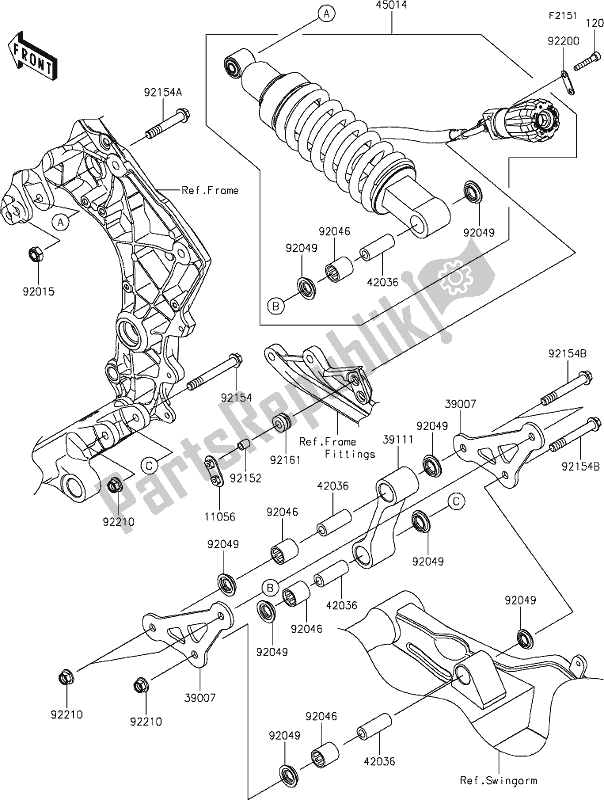 Todas las partes para 32 Suspension/shock Absorber de Kawasaki ZX 1002 Ninja 1000 SX 2020