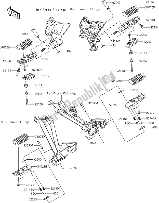 Todas las partes para 33 Footrests de Kawasaki ZX 1002 Ninja 1000 SX 2020