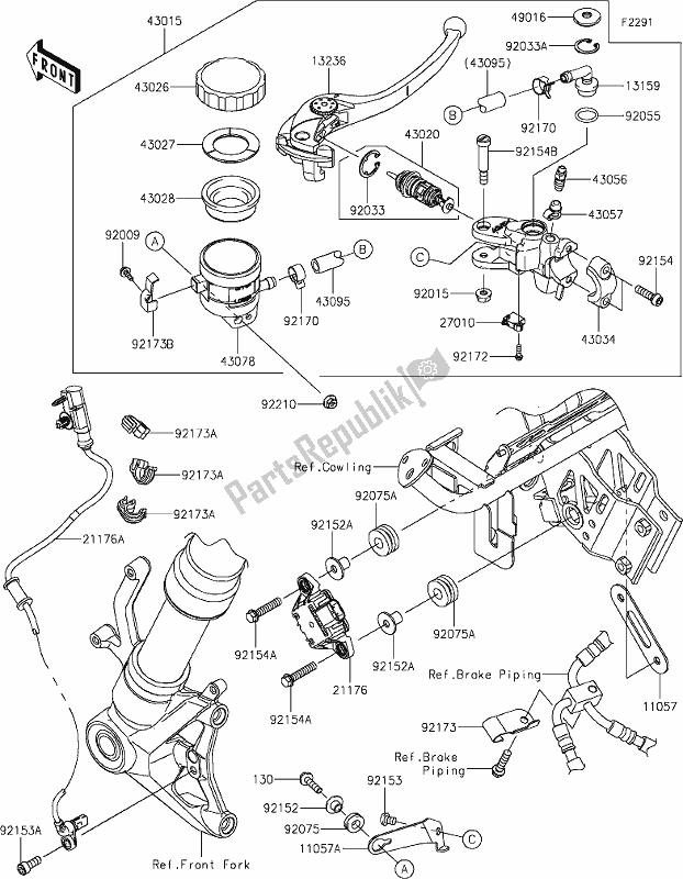 All parts for the 42 Front Master Cylinder of the Kawasaki ZX 1002 Ninja 1000 SX 2020