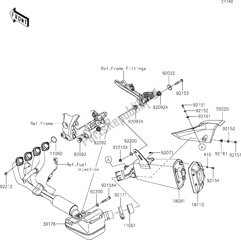 Tutte le parti per il 5 Muffler(s) del Kawasaki ZX 1002 Ninja 1000 SX 2020