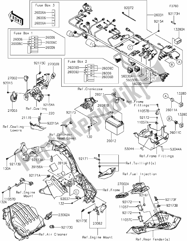 Todas as partes de 56-1chassis Electrical Equipment do Kawasaki ZX 1002 Ninja 1000 SX 2020