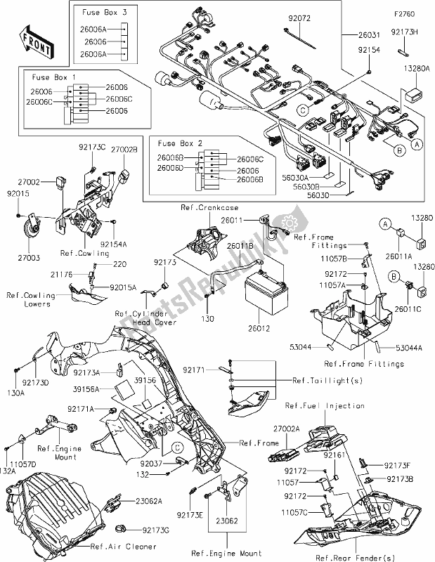 Todas as partes de 56 Chassis Electrical Equipment do Kawasaki ZX 1002 Ninja 1000 SX 2020