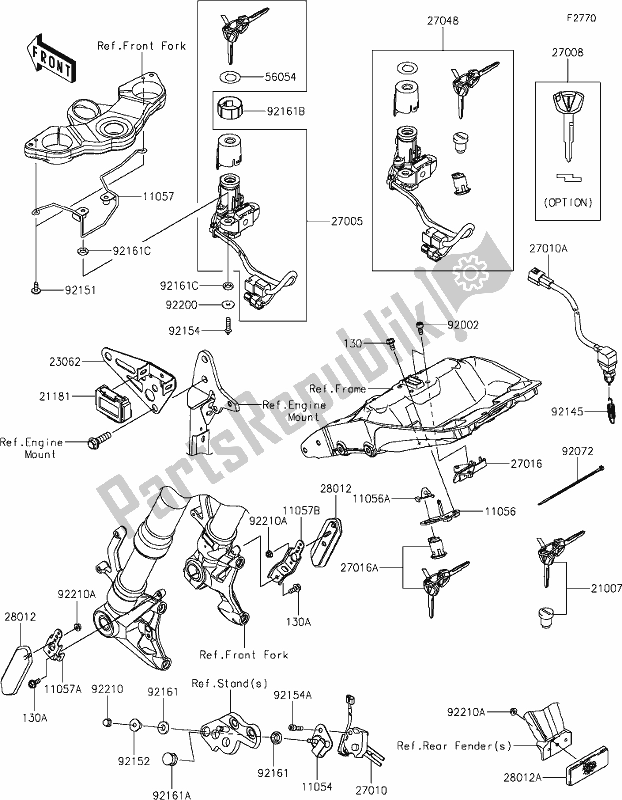 All parts for the 57 Ignition Switch of the Kawasaki ZX 1002 Ninja 1000 SX 2020