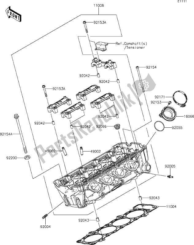 All parts for the 1 Cylinder Head of the Kawasaki ZX 1002 Ninja 1000 SX 2021