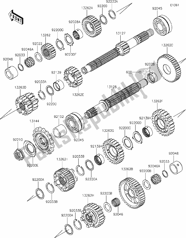 All parts for the 11 Transmission of the Kawasaki ZX 1002 Ninja 1000 SX 2021