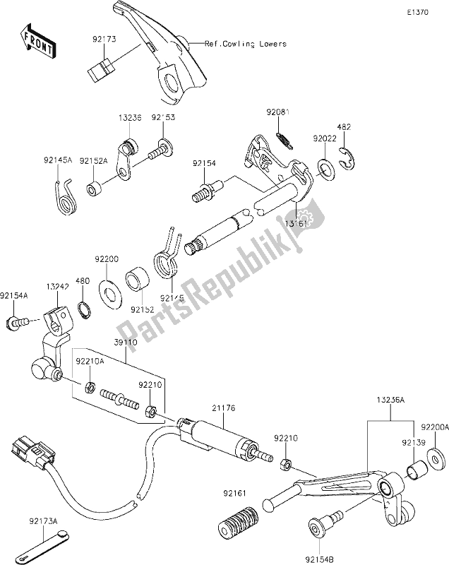 All parts for the 13 Gear Change Mechanism of the Kawasaki ZX 1002 Ninja 1000 SX 2021