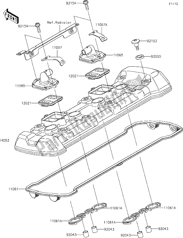 All parts for the 2 Cylinder Head Cover of the Kawasaki ZX 1002 Ninja 1000 SX 2021