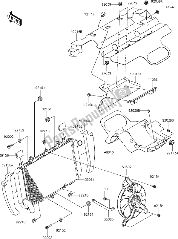 All parts for the 26 Radiator of the Kawasaki ZX 1002 Ninja 1000 SX 2021