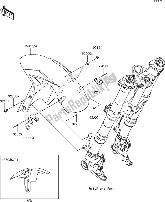 Tutte le parti per il 34 Front Fender(s) del Kawasaki ZX 1002 Ninja 1000 SX 2021