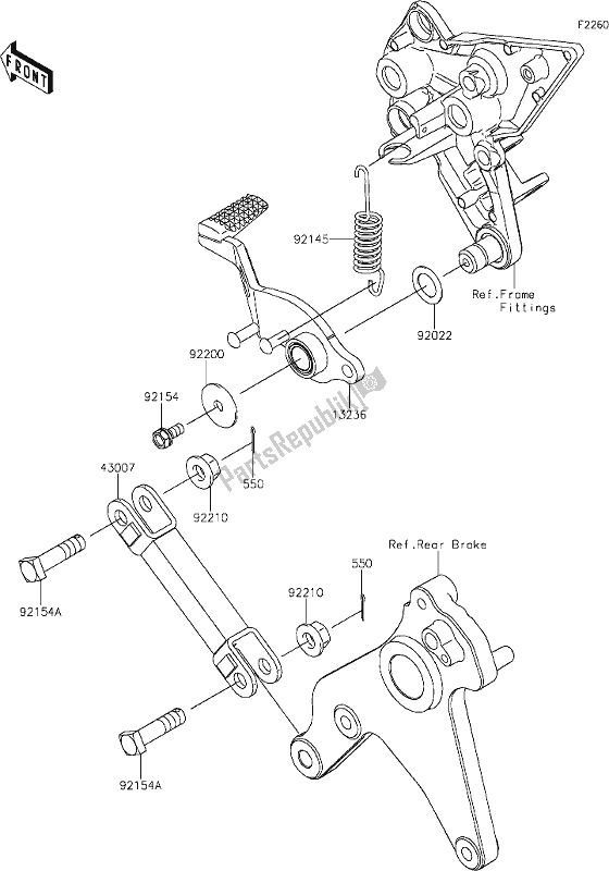 All parts for the 40 Brake Pedal of the Kawasaki ZX 1002 Ninja 1000 SX 2021