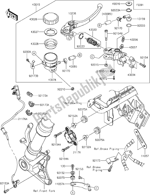 Wszystkie części do 42 Front Master Cylinder Kawasaki ZX 1002 Ninja 1000 SX 2021