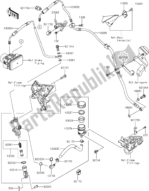 All parts for the 44 Rear Master Cylinder of the Kawasaki ZX 1002 Ninja 1000 SX 2021