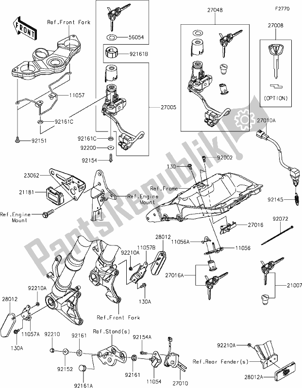 All parts for the 57 Ignition Switch of the Kawasaki ZX 1002 Ninja 1000 SX 2021