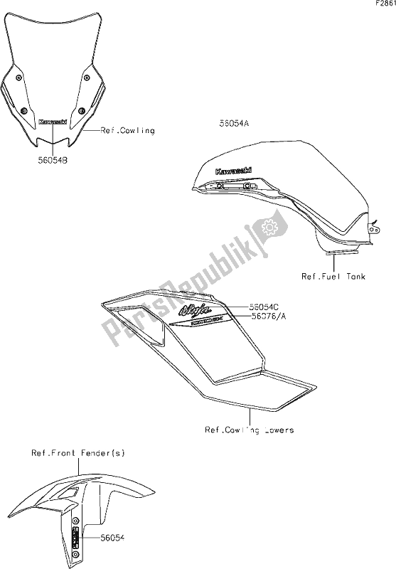 All parts for the 60 Decals(gray)(kmfnn) of the Kawasaki ZX 1002 Ninja 1000 SX 2021