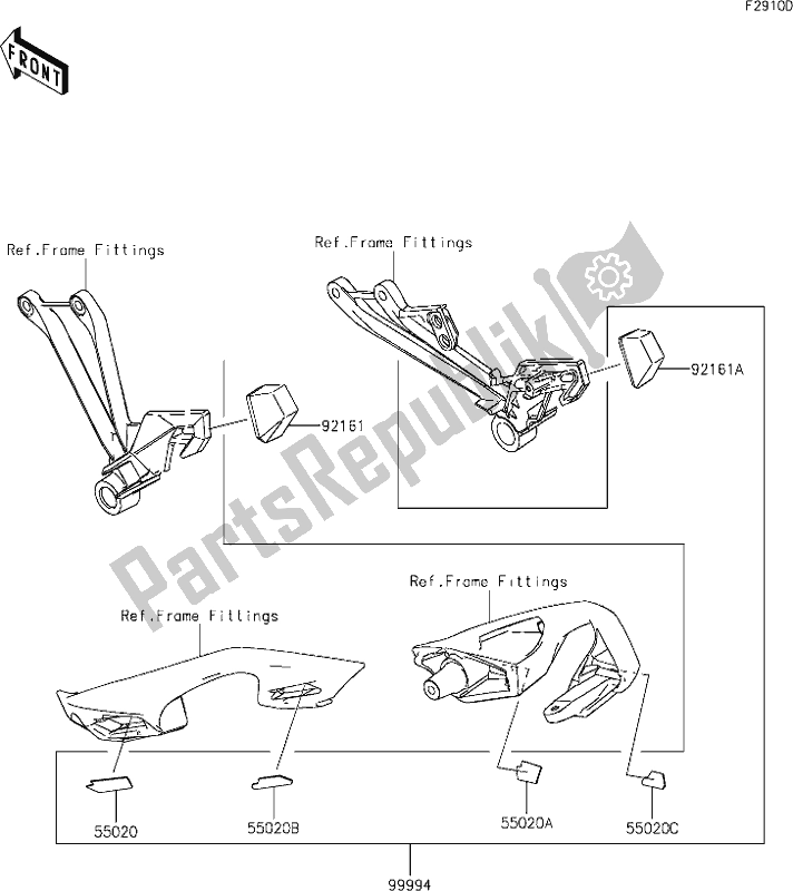 All parts for the 67 Accessory(bag Fitting Kit) of the Kawasaki ZX 1002 Ninja 1000 SX 2021