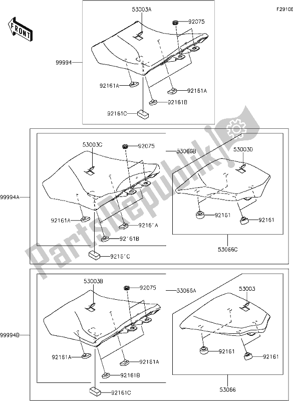 Todas as partes de 68 Accessory(seat) do Kawasaki ZX 1002 Ninja 1000 SX 2021