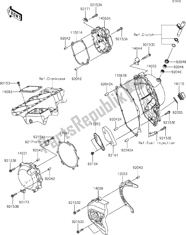 Todas as partes de 15 Engine Cover(s) do Kawasaki ZX 1002 Ninja ZX-10 R 1000 2019