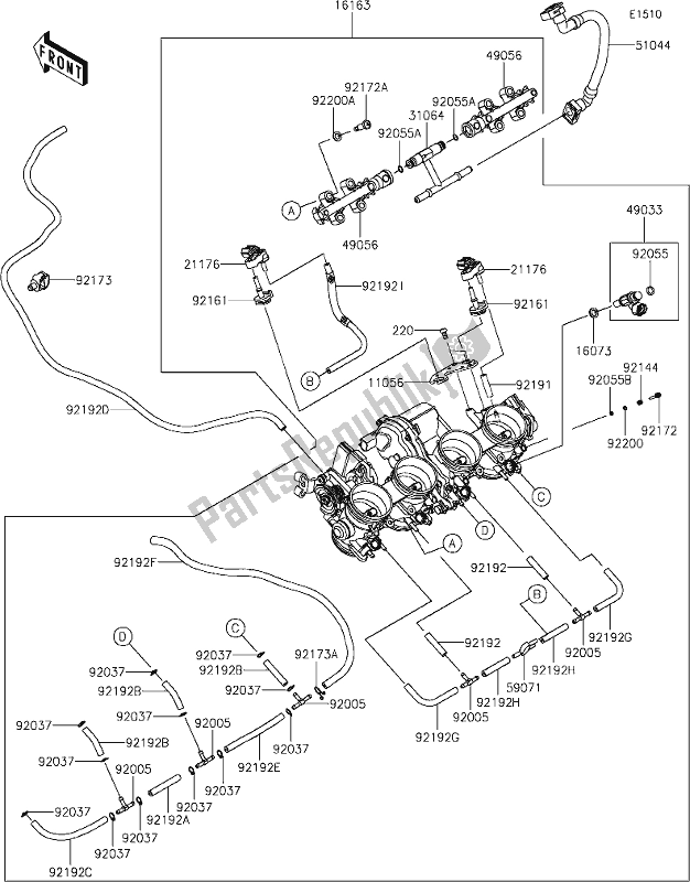 Tutte le parti per il 17 Throttle del Kawasaki ZX 1002 Ninja ZX-10 R 1000 2019