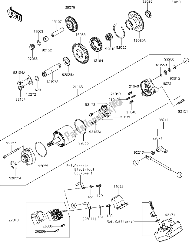 All parts for the 24 Starter Motor of the Kawasaki ZX 1002 Ninja ZX-10 R 1000 2019