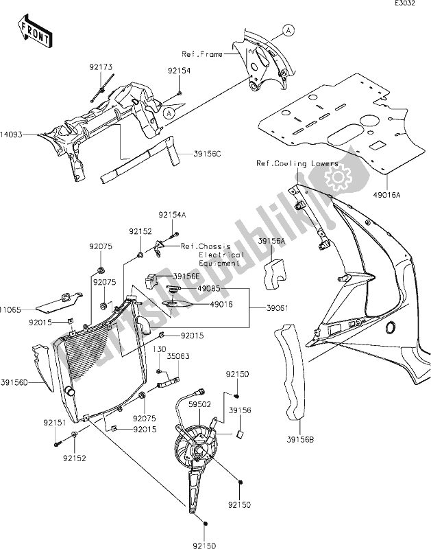 All parts for the 25 Radiator of the Kawasaki ZX 1002 Ninja ZX-10 R 1000 2019