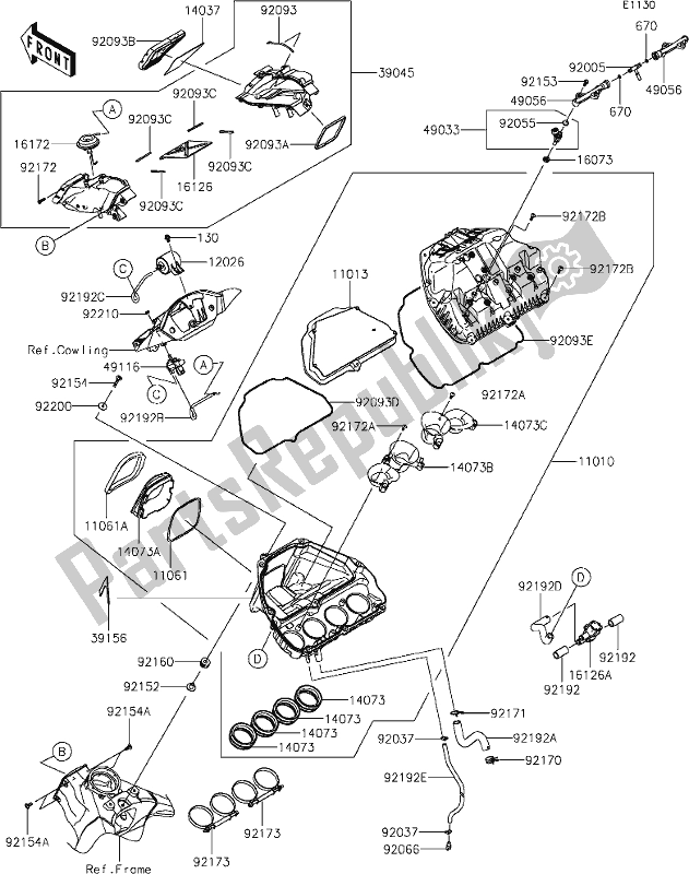 Tutte le parti per il 3-1 Air Cleaner del Kawasaki ZX 1002 Ninja ZX-10 R 1000 2019