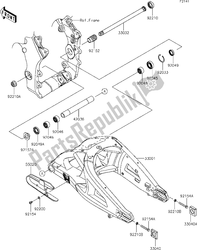 Toutes les pièces pour le 31 Swingarm du Kawasaki ZX 1002 Ninja ZX-10 R 1000 2019