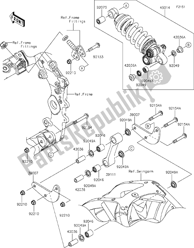 Tutte le parti per il 32 Suspension/shock Absorber del Kawasaki ZX 1002 Ninja ZX-10 R 1000 2019