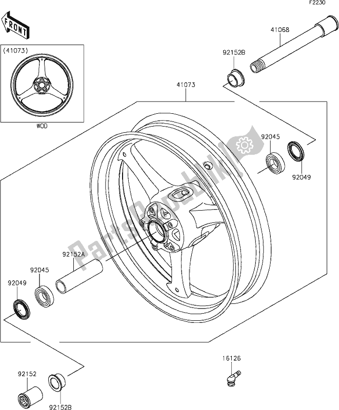 Wszystkie części do 38 Front Hub Kawasaki ZX 1002 Ninja ZX-10 R 1000 2019