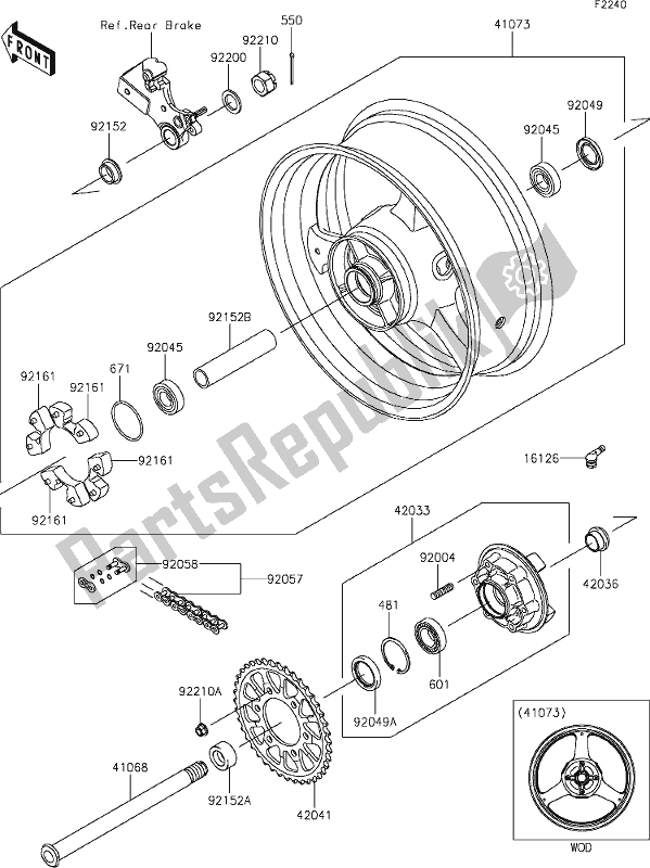 Tutte le parti per il 39 Rear Hub del Kawasaki ZX 1002 Ninja ZX-10 R 1000 2019