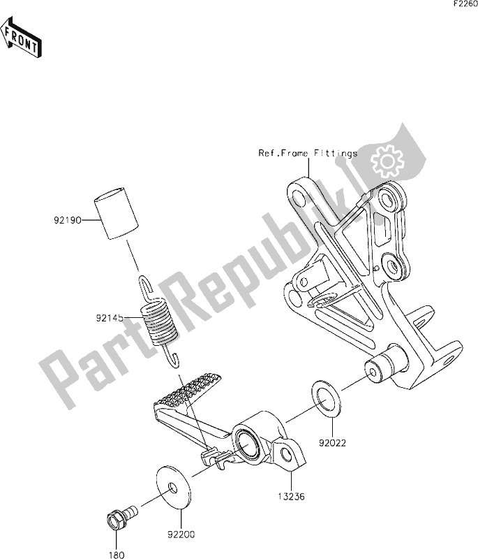 All parts for the 40 Brake Pedal of the Kawasaki ZX 1002 Ninja ZX-10 R 1000 2019