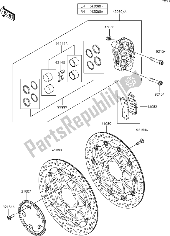 Tutte le parti per il 43 Front Brake del Kawasaki ZX 1002 Ninja ZX-10 R 1000 2019