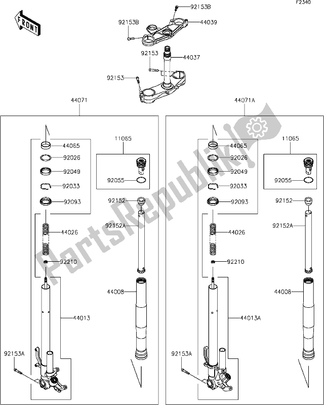 Tutte le parti per il 48 Front Fork del Kawasaki ZX 1002 Ninja ZX-10 R 1000 2019