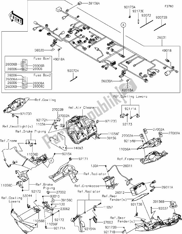 Todas as partes de 57-1chassis Electrical Equipment do Kawasaki ZX 1002 Ninja ZX-10 R 1000 2019