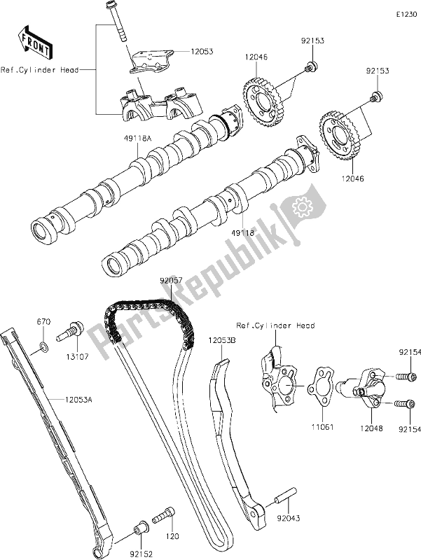 All parts for the 6 Camshaft(s)/tensioner of the Kawasaki ZX 1002 Ninja ZX-10 R 1000 2019