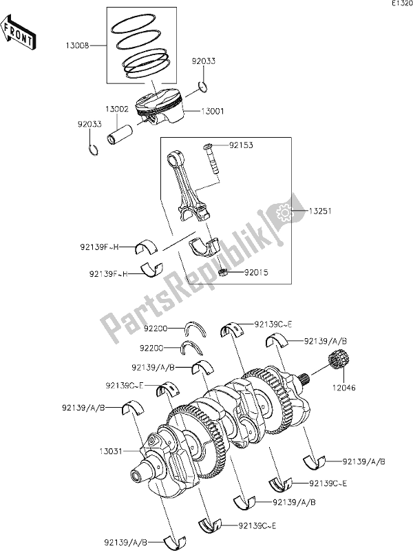 Tutte le parti per il 7 Crankshaft/piston(s) del Kawasaki ZX 1002 Ninja ZX-10 R 1000 2019