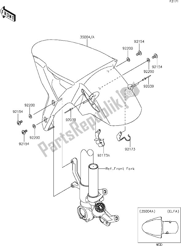 Tutte le parti per il 34 Front Fender(s) del Kawasaki ZX 1002 Ninja ZX-10 R 1000 2020