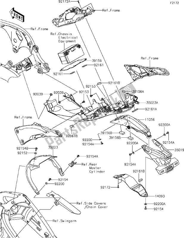 All parts for the 35 Rear Fender(s) of the Kawasaki ZX 1002 Ninja ZX-10 R 1000 2020