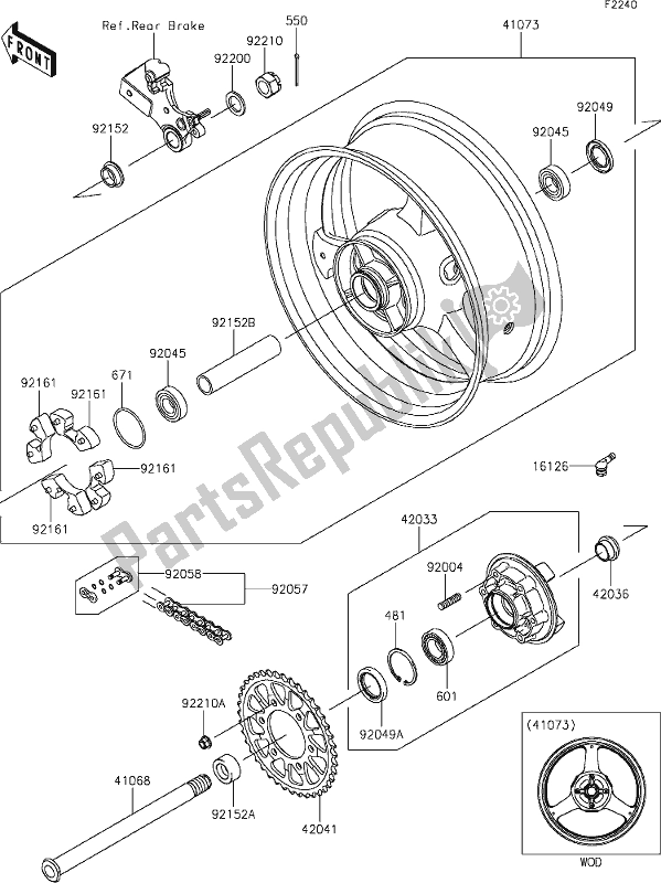 Alle onderdelen voor de 39 Rear Hub van de Kawasaki ZX 1002 Ninja ZX-10 R 1000 2020