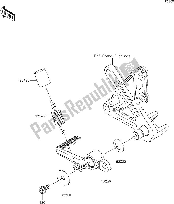 All parts for the 40 Brake Pedal of the Kawasaki ZX 1002 Ninja ZX-10 R 1000 2020