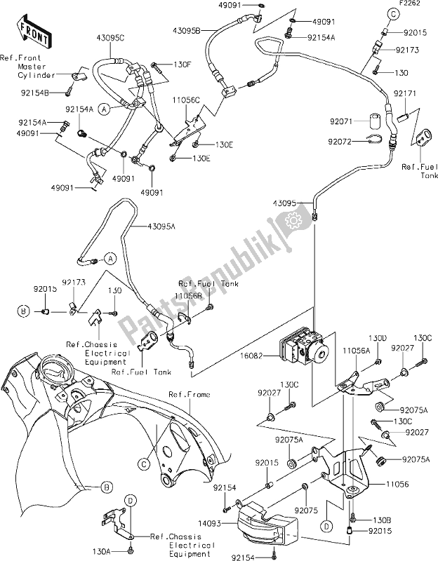 Todas as partes de 41 Brake Piping do Kawasaki ZX 1002 Ninja ZX-10 R 1000 2020