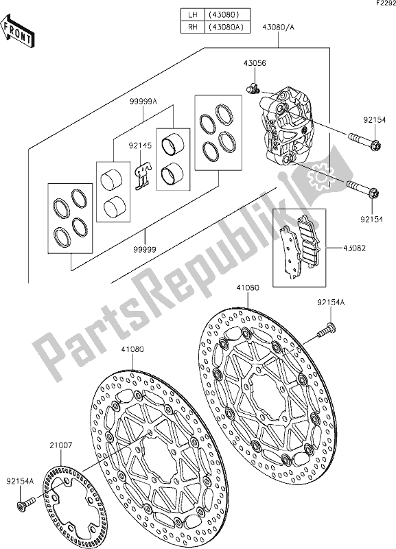 Tutte le parti per il 43 Front Brake del Kawasaki ZX 1002 Ninja ZX-10 R 1000 2020