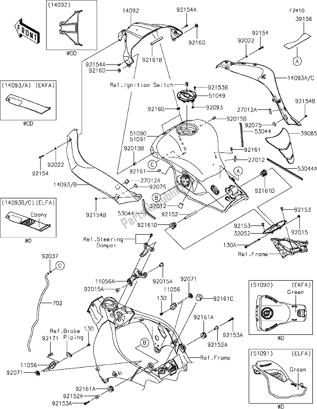 Toutes les pièces pour le 49 Fuel Tank du Kawasaki ZX 1002 Ninja ZX-10 R 1000 2020