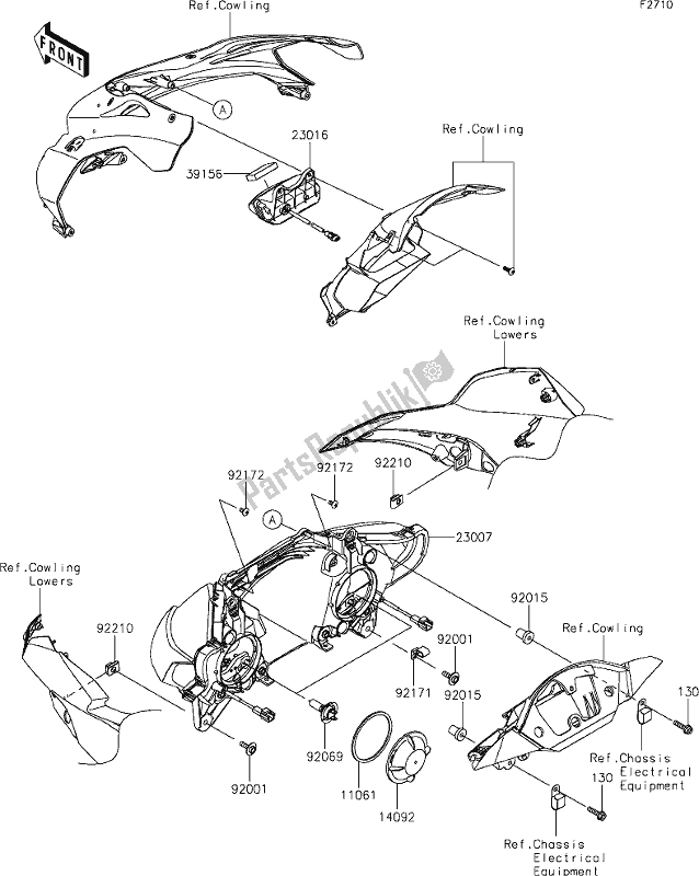 All parts for the 54 Headlight(s) of the Kawasaki ZX 1002 Ninja ZX-10 R 1000 2020