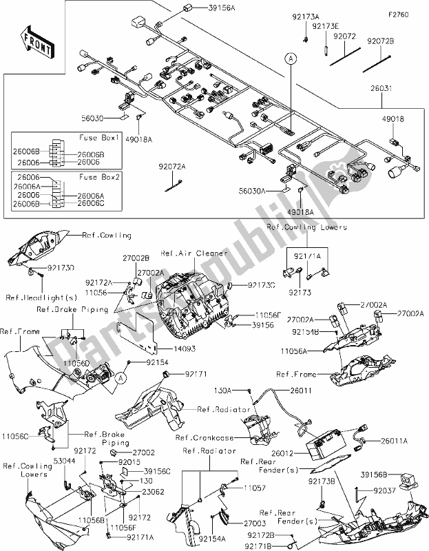 All parts for the 57-1chassis Electrical Equipment of the Kawasaki ZX 1002 Ninja ZX-10 R 1000 2020