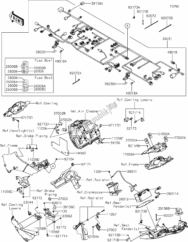 All parts for the 57 Chassis Electrical Equipment of the Kawasaki ZX 1002 Ninja ZX-10 R 1000 2020