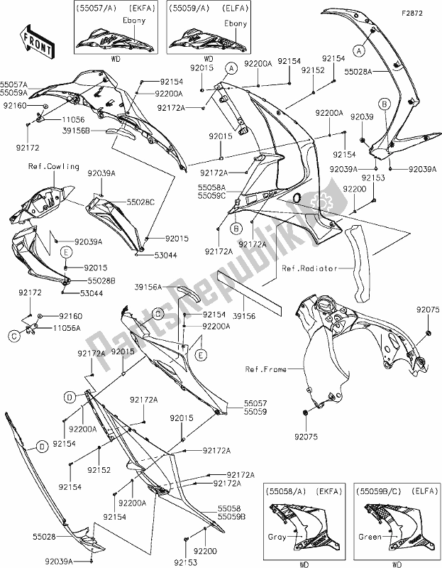 Wszystkie części do 64 Cowling Lowers Kawasaki ZX 1002 Ninja ZX-10 R 1000 2020