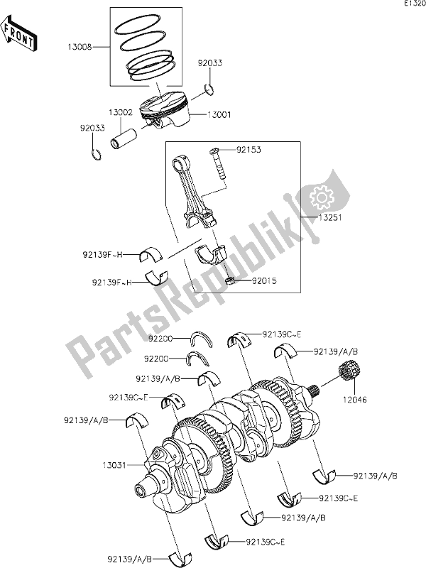 All parts for the 7 Crankshaft/piston(s) of the Kawasaki ZX 1002 Ninja ZX-10 R 1000 2020