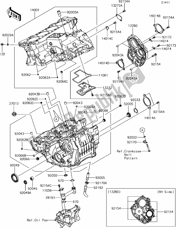 All parts for the 13-1crankcase of the Kawasaki ZX 1002 Ninja ZX-10R SE 1000 2018