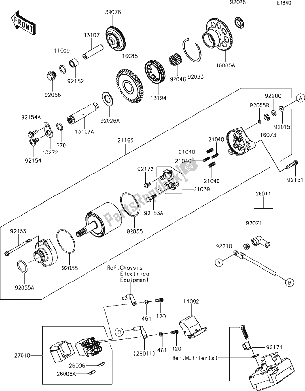 All parts for the 24 Starter Motor of the Kawasaki ZX 1002 Ninja ZX-10R SE 1000 2018